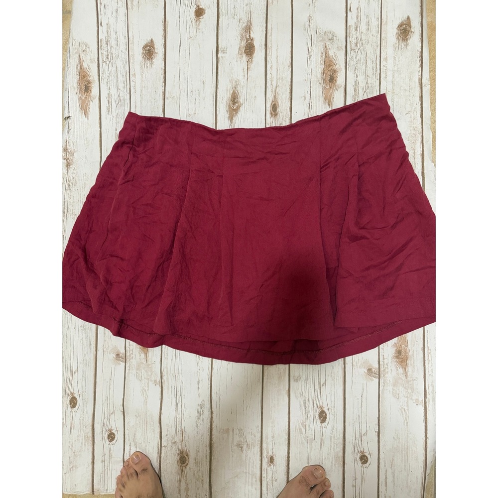 A New Day Burgundy Wine Red Flared Mini Skirt Pleated Size XL